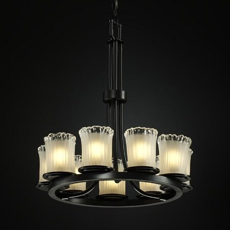Justice Design Group Dakota 9-Light Ring Chandelier GLA-8766-16-WTFR-MBLK